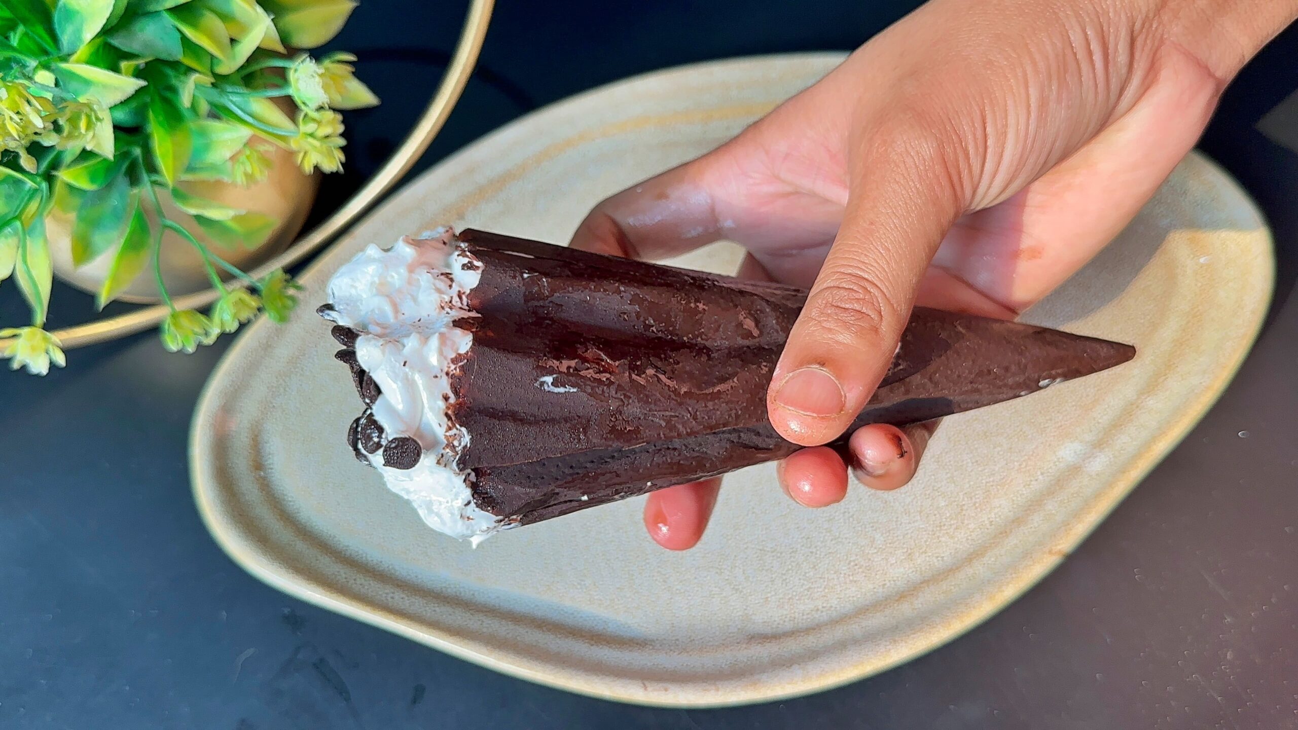 Homemade Choco Vanilla Ice Cream Cone