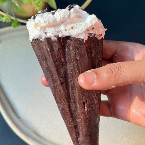 Homemade Choco Vanilla cone Ice Cream