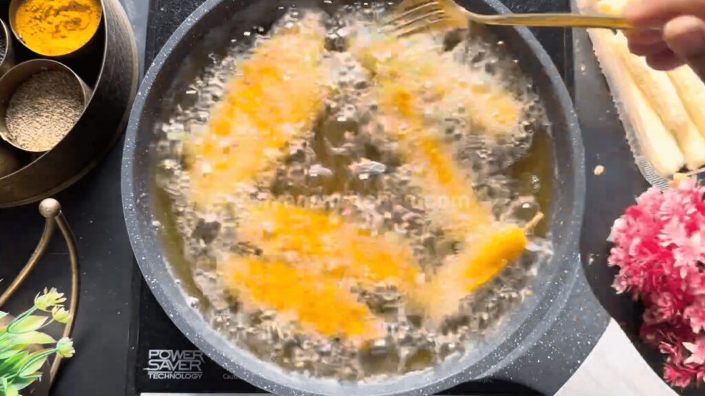 Frying Baby Corn Fritters