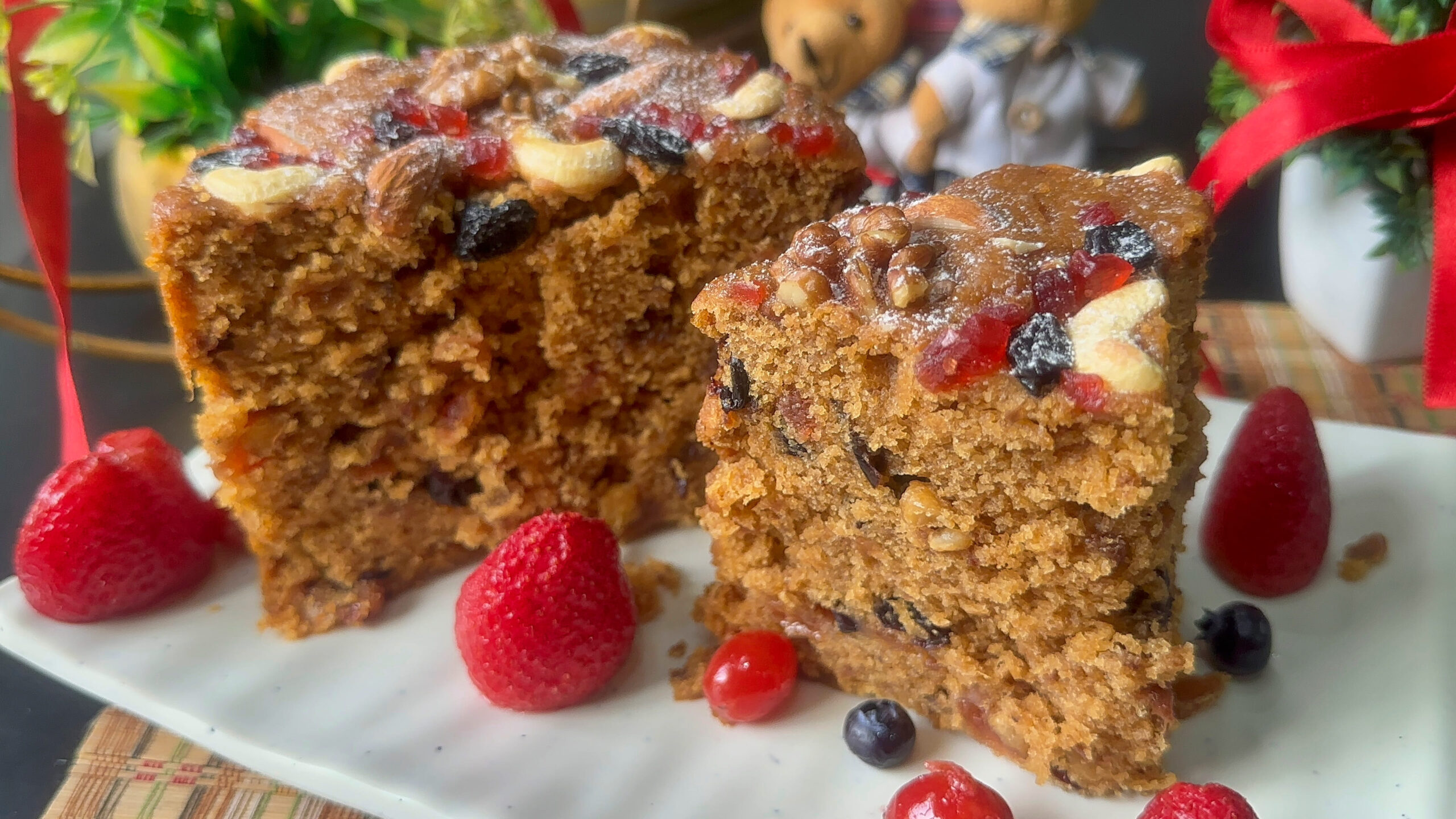 Plum Cake Recipe (Eggless, No Alcohol)